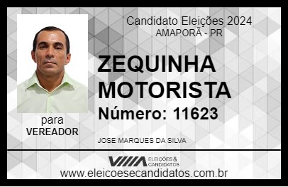 Candidato ZEQUINHA MOTORISTA 2024 - AMAPORÃ - Eleições