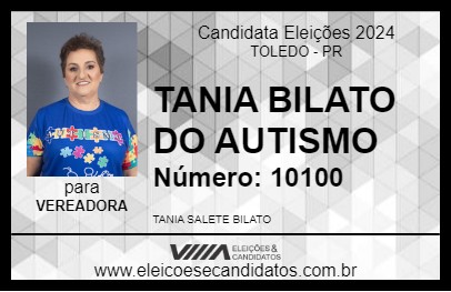 Candidato TANIA BILATO DO AUTISMO 2024 - TOLEDO - Eleições