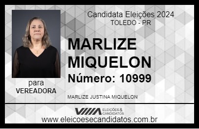 Candidato MARLIZE MIQUELON 2024 - TOLEDO - Eleições