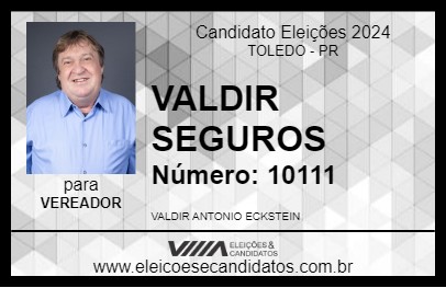 Candidato VALDIR SEGUROS 2024 - TOLEDO - Eleições