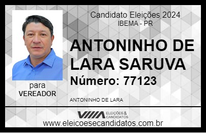 Candidato ANTONINHO DE LARA SARUVA 2024 - IBEMA - Eleições