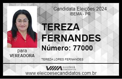 Candidato TEREZA FERNANDES 2024 - IBEMA - Eleições