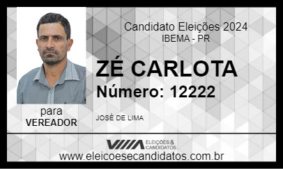 Candidato ZÉ CARLOTA 2024 - IBEMA - Eleições