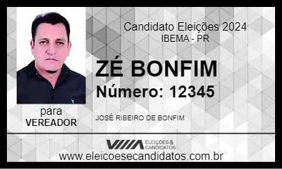 Candidato ZÉ BONFIM 2024 - IBEMA - Eleições