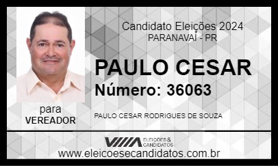 Candidato PAULO CESAR 2024 - PARANAVAÍ - Eleições