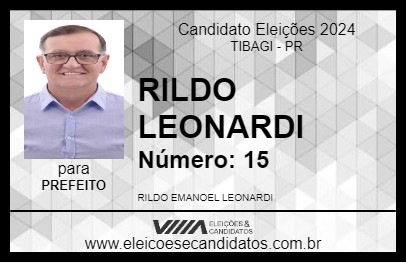 Candidato RILDO LEONARDI 2024 - TIBAGI - Eleições