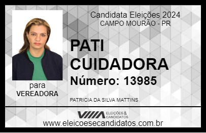 Candidato PATI CUIDADORA 2024 - CAMPO MOURÃO - Eleições