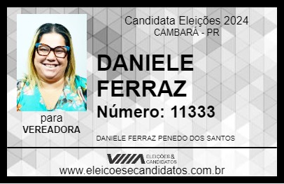 Candidato DANIELE FERRAZ 2024 - CAMBARÁ - Eleições