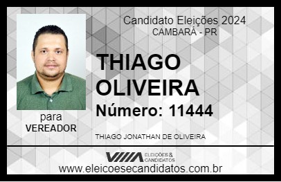 Candidato THIAGO OLIVEIRA 2024 - CAMBARÁ - Eleições