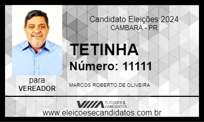 Candidato TETINHA 2024 - CAMBARÁ - Eleições