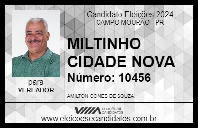 Candidato MILTINHO CIDADE NOVA 2024 - CAMPO MOURÃO - Eleições