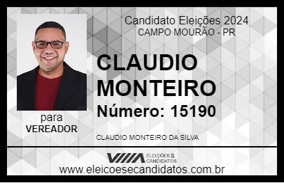 Candidato CLAUDIO MONTEIRO 2024 - CAMPO MOURÃO - Eleições