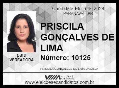 Candidato PRISCILA GONÇALVES DE LIMA 2024 - PARANAVAÍ - Eleições