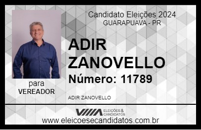 Candidato ADIR ZANOVELLO 2024 - GUARAPUAVA - Eleições