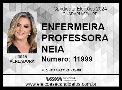 Candidato ENFERMEIRA PROFESSORA NEIA 2024 - GUARAPUAVA - Eleições