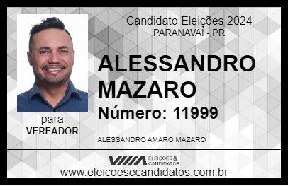 Candidato ALESSANDRO MAZARO 2024 - PARANAVAÍ - Eleições