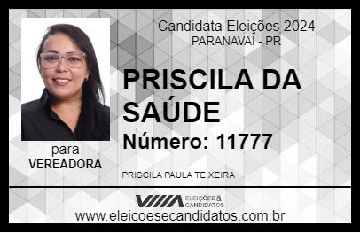 Candidato PRISCILA DA SAÚDE 2024 - PARANAVAÍ - Eleições