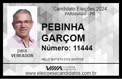 Candidato PEBINHA GARÇOM 2024 - PARANAVAÍ - Eleições