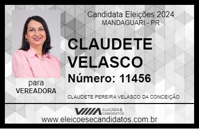 Candidato CLAUDETE VELASCO 2024 - MANDAGUARI - Eleições