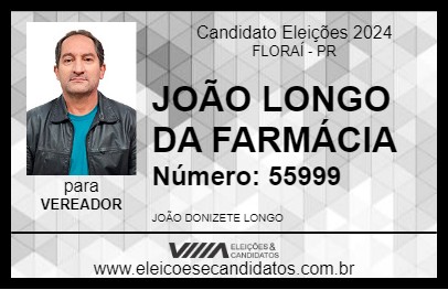 Candidato JOÃO LONGO DA FARMÁCIA 2024 - FLORAÍ - Eleições