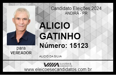 Candidato ALICIO GATINHO 2024 - ANDIRÁ - Eleições