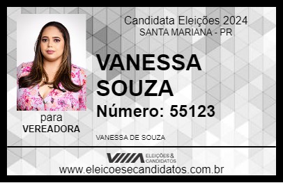 Candidato VANESSA SOUZA 2024 - SANTA MARIANA - Eleições