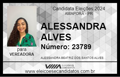 Candidato ALESSANDRA ALVES 2024 - AMAPORÃ - Eleições