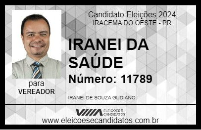 Candidato IRANEI DA SAÚDE 2024 - IRACEMA DO OESTE - Eleições