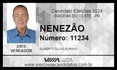 Candidato NENEZÃO 2024 - IRACEMA DO OESTE - Eleições