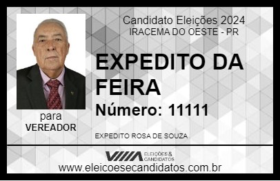 Candidato EXPEDITO DA FEIRA 2024 - IRACEMA DO OESTE - Eleições