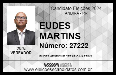 Candidato EUDES MARTINS 2024 - ANDIRÁ - Eleições