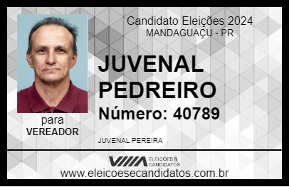 Candidato JUVENAL PEDREIRO 2024 - MANDAGUAÇU - Eleições