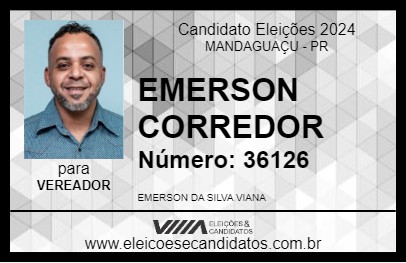 Candidato EMERSON CORREDOR 2024 - MANDAGUAÇU - Eleições