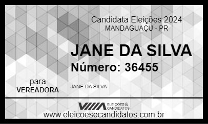 Candidato JANE DA SILVA 2024 - MANDAGUAÇU - Eleições