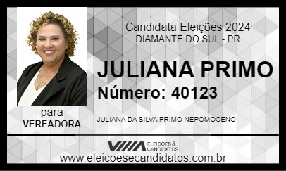 Candidato JULIANA PRIMO 2024 - DIAMANTE DO SUL - Eleições