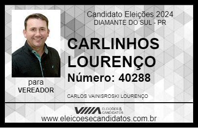 Candidato CARLINHOS LOURENÇO 2024 - DIAMANTE DO SUL - Eleições