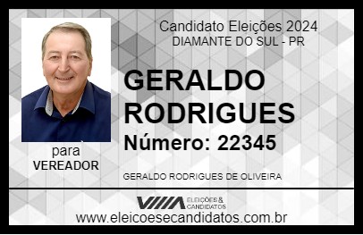 Candidato GERALDO RODRIGUES 2024 - DIAMANTE DO SUL - Eleições