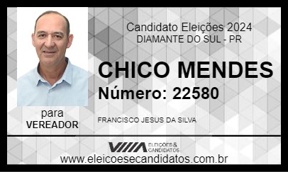 Candidato CHICO MENDES 2024 - DIAMANTE DO SUL - Eleições