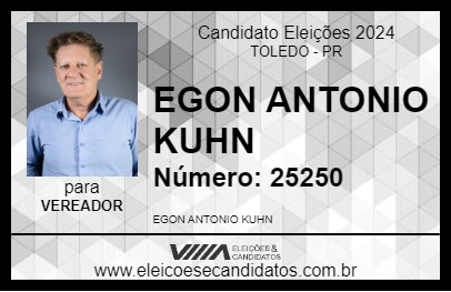 Candidato EGON ANTONIO KUHN 2024 - TOLEDO - Eleições