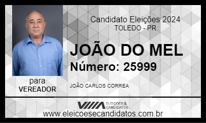 Candidato JOÃO DO MEL 2024 - TOLEDO - Eleições