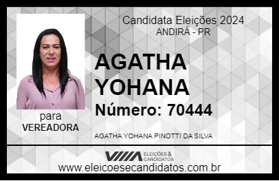 Candidato AGATHA YOHANA 2024 - ANDIRÁ - Eleições