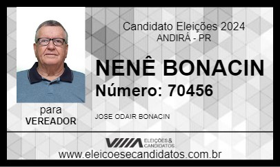 Candidato NENÊ BONACIN 2024 - ANDIRÁ - Eleições