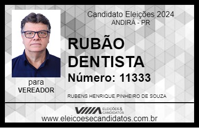 Candidato RUBÃO DENTISTA 2024 - ANDIRÁ - Eleições