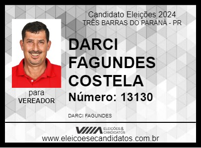 Candidato DARCI FAGUNDES COSTELA 2024 - TRÊS BARRAS DO PARANÁ - Eleições