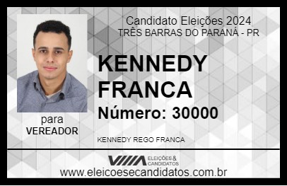 Candidato KENNEDY FRANCA 2024 - TRÊS BARRAS DO PARANÁ - Eleições