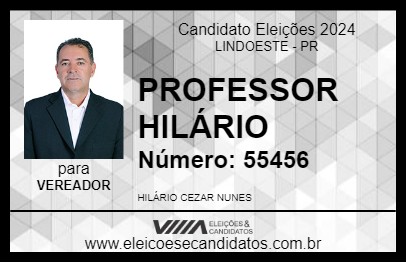 Candidato PROFESSOR HILÁRIO 2024 - LINDOESTE - Eleições