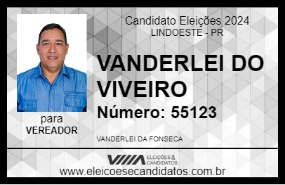 Candidato VANDERLEI DO VIVEIRO 2024 - LINDOESTE - Eleições