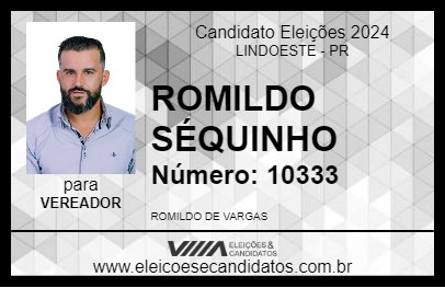 Candidato ROMILDO SÉQUINHO 2024 - LINDOESTE - Eleições