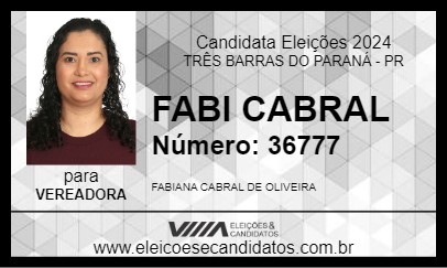 Candidato FABI CABRAL 2024 - TRÊS BARRAS DO PARANÁ - Eleições