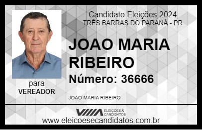 Candidato JOAO MARIA RIBEIRO 2024 - TRÊS BARRAS DO PARANÁ - Eleições